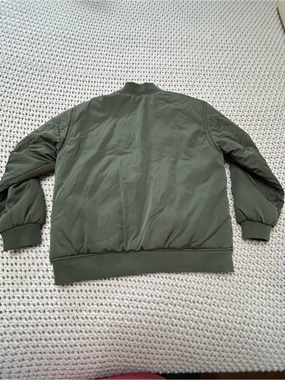 Kid’s Zara Olive Bomber Jacket with Bright Orange Lining Size 10